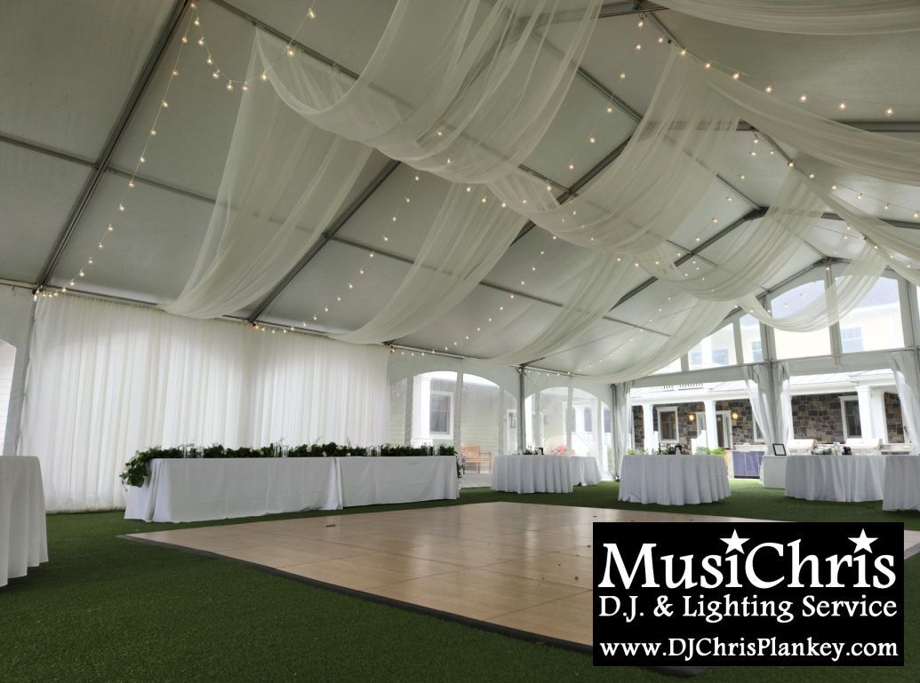 Lake House Guest Cottages of the Berkshires, Lanesborough Lanesboro MA Mass. wedding DJ tent lighting drapery