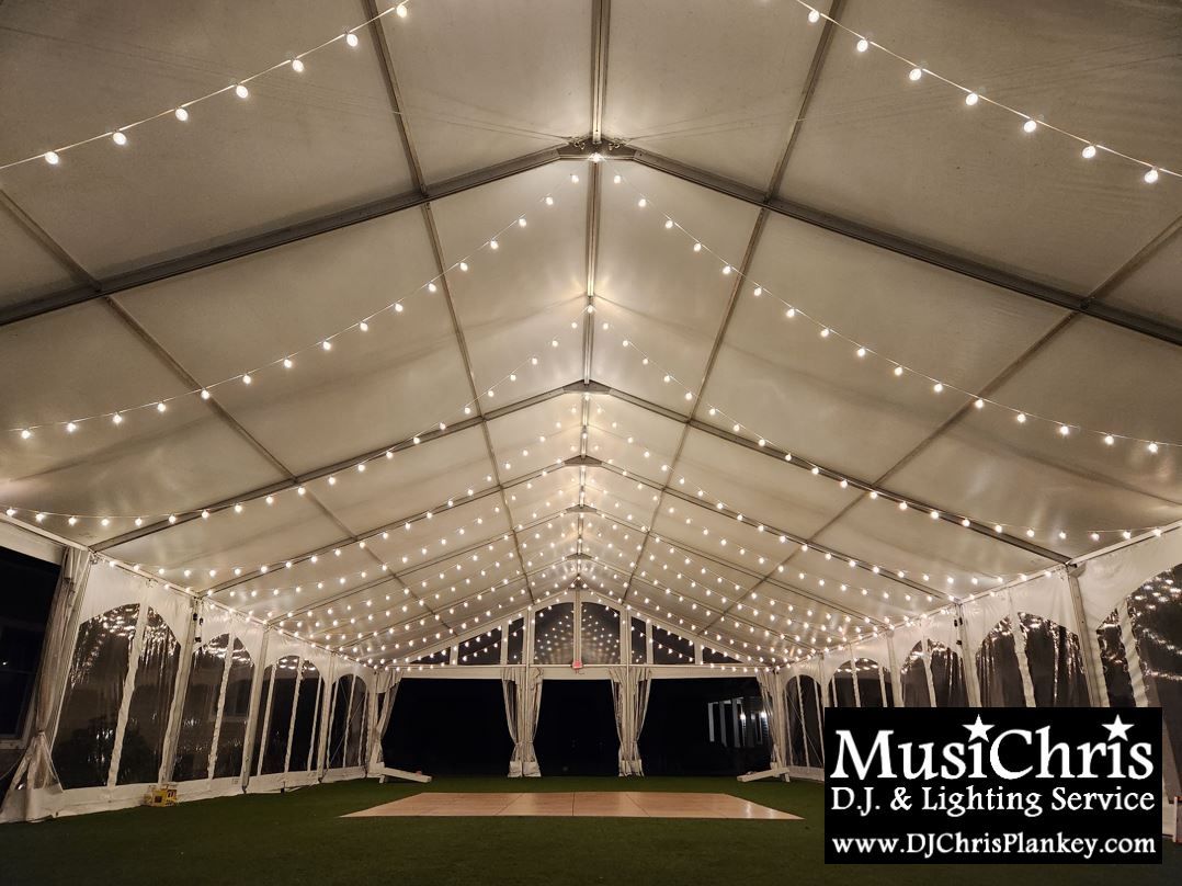 Lake House Guest Cottages of the Berkshires, Lanesborough Lanesboro MA Mass. wedding DJ tent lighting drapery