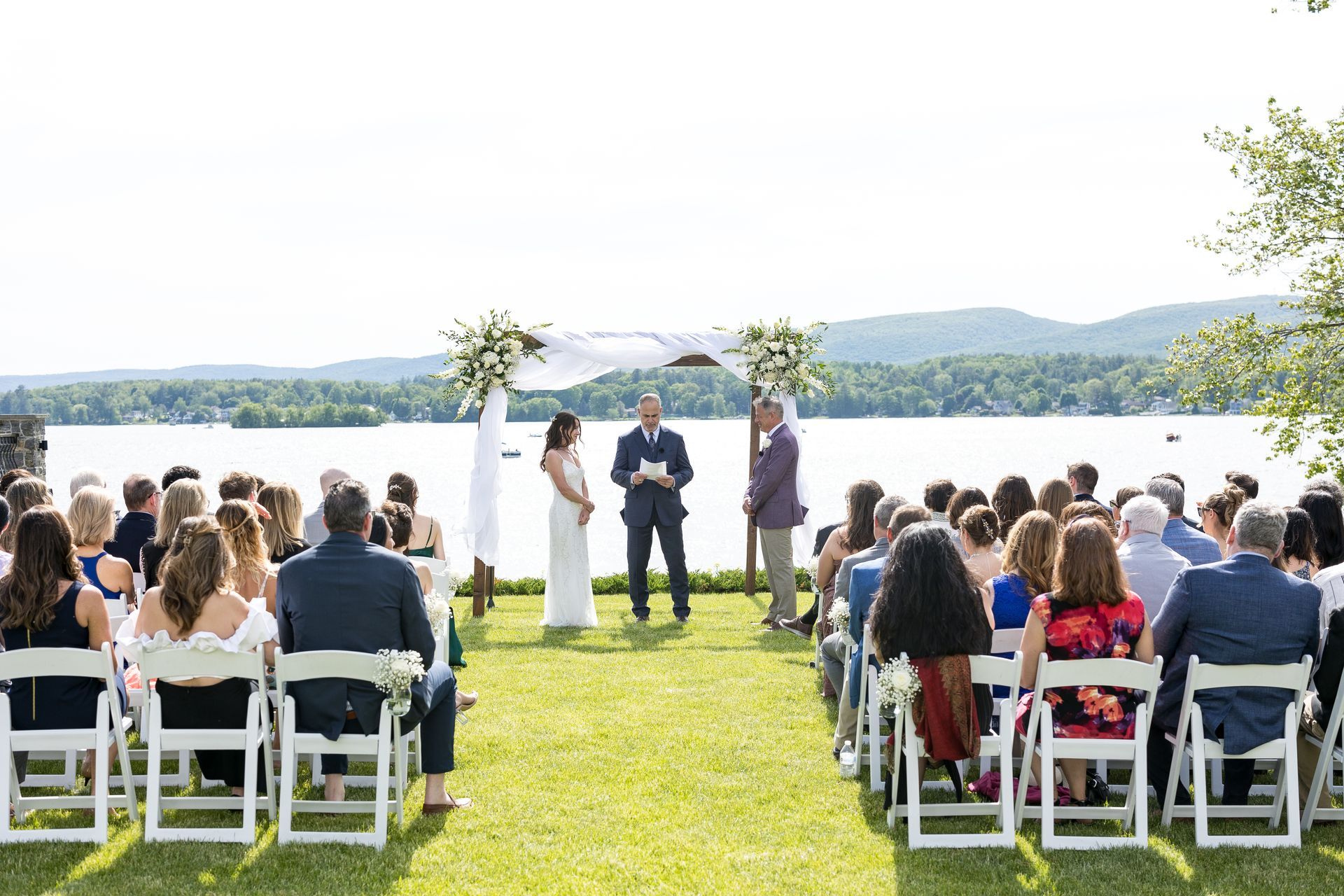 Lake House Guest Cottages of the Berkshires, Lanesborough Lanesboro MA Mass. wedding DJ tent lighting drapery