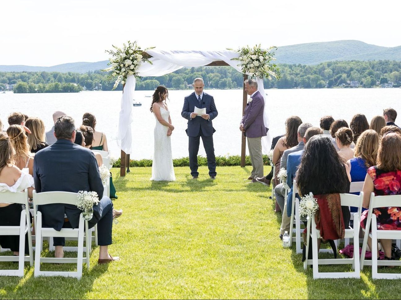 Lake House Guest Cottages of the Berkshires, Lanesborough Lanesboro MA Mass. wedding DJ tent lighting drapery