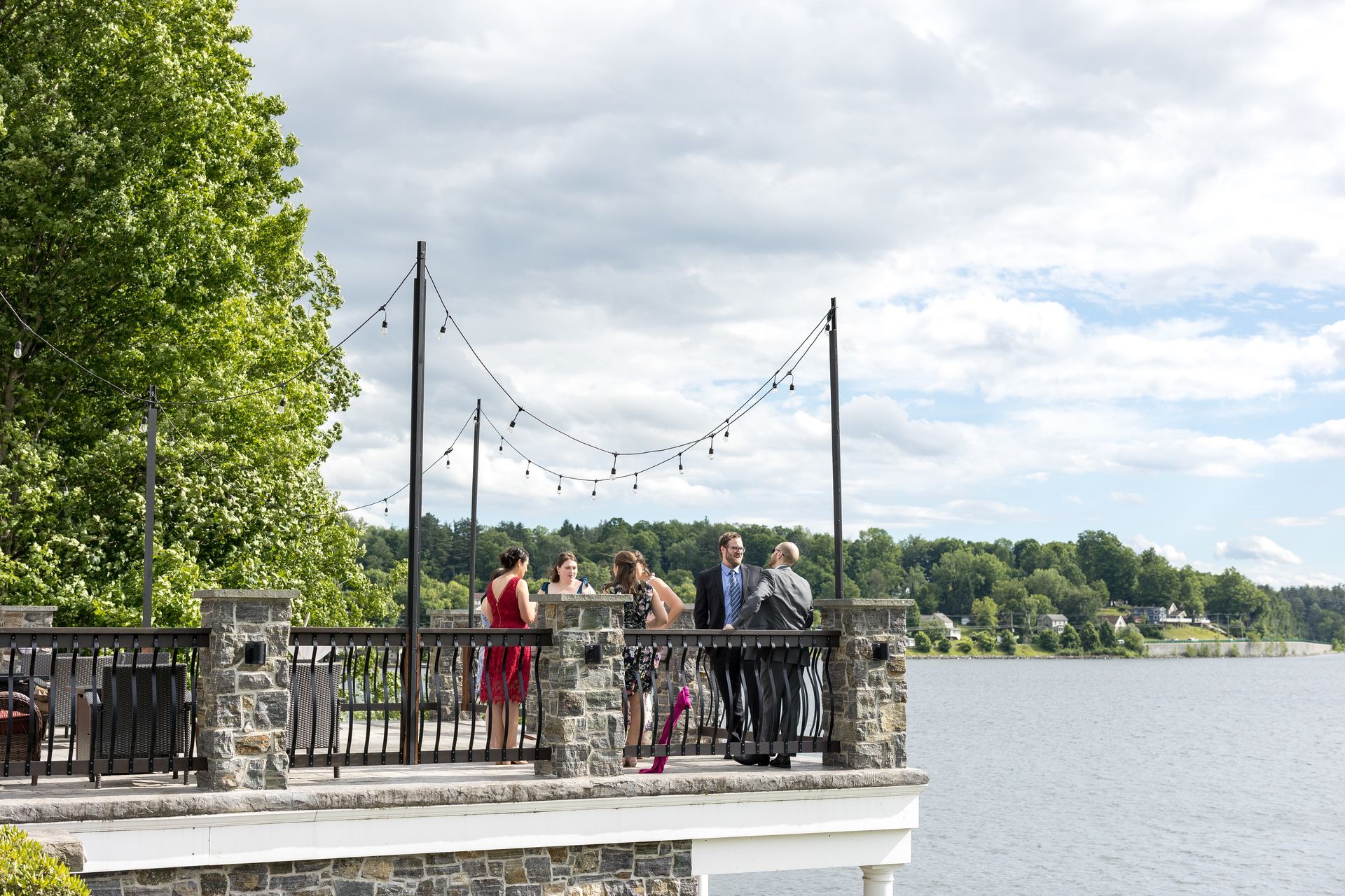 Lake House Guest Cottages of the Berkshires, Lanesborough Lanesboro MA Mass. wedding DJ tent lighting drapery