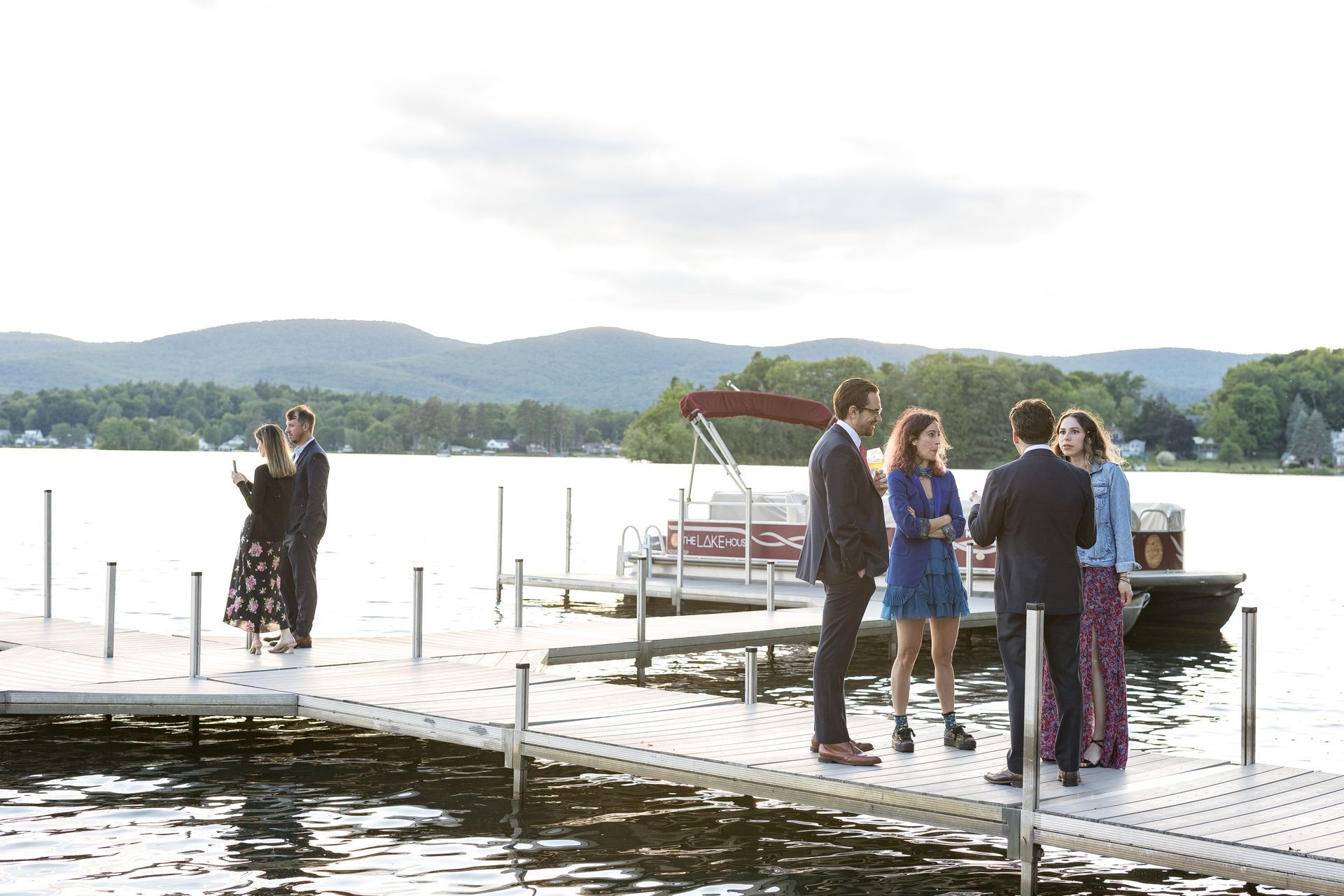 Lake House Guest Cottages of the Berkshires, Lanesborough Lanesboro MA Mass. wedding DJ tent lighting drapery