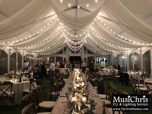 Lake House Guest Cottages of the Berkshires, Lanesborough Lanesboro MA Mass. wedding DJ tent lighting drapery