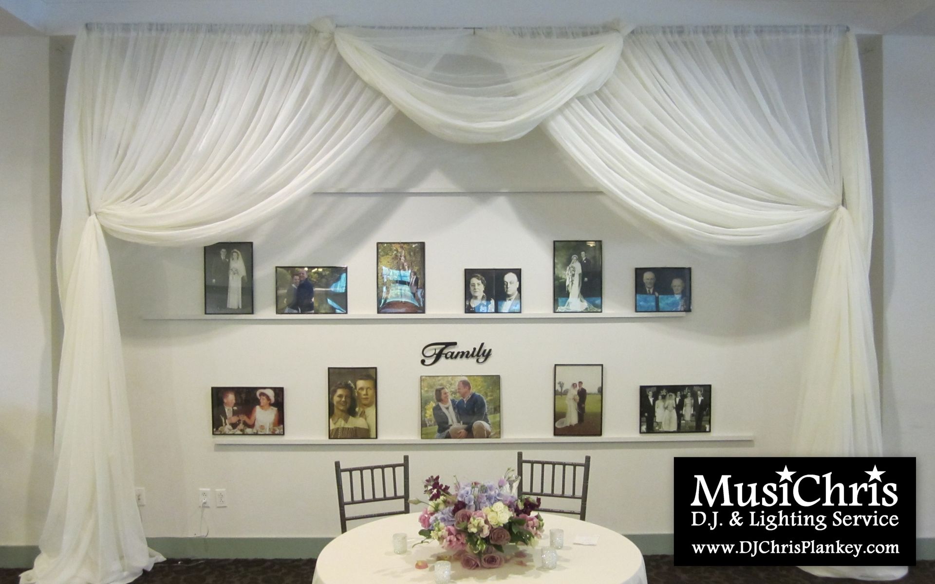 Barrington Hall, Great Barrington, MA wedding venue Crissey Farm wedding DJ lighting drapery