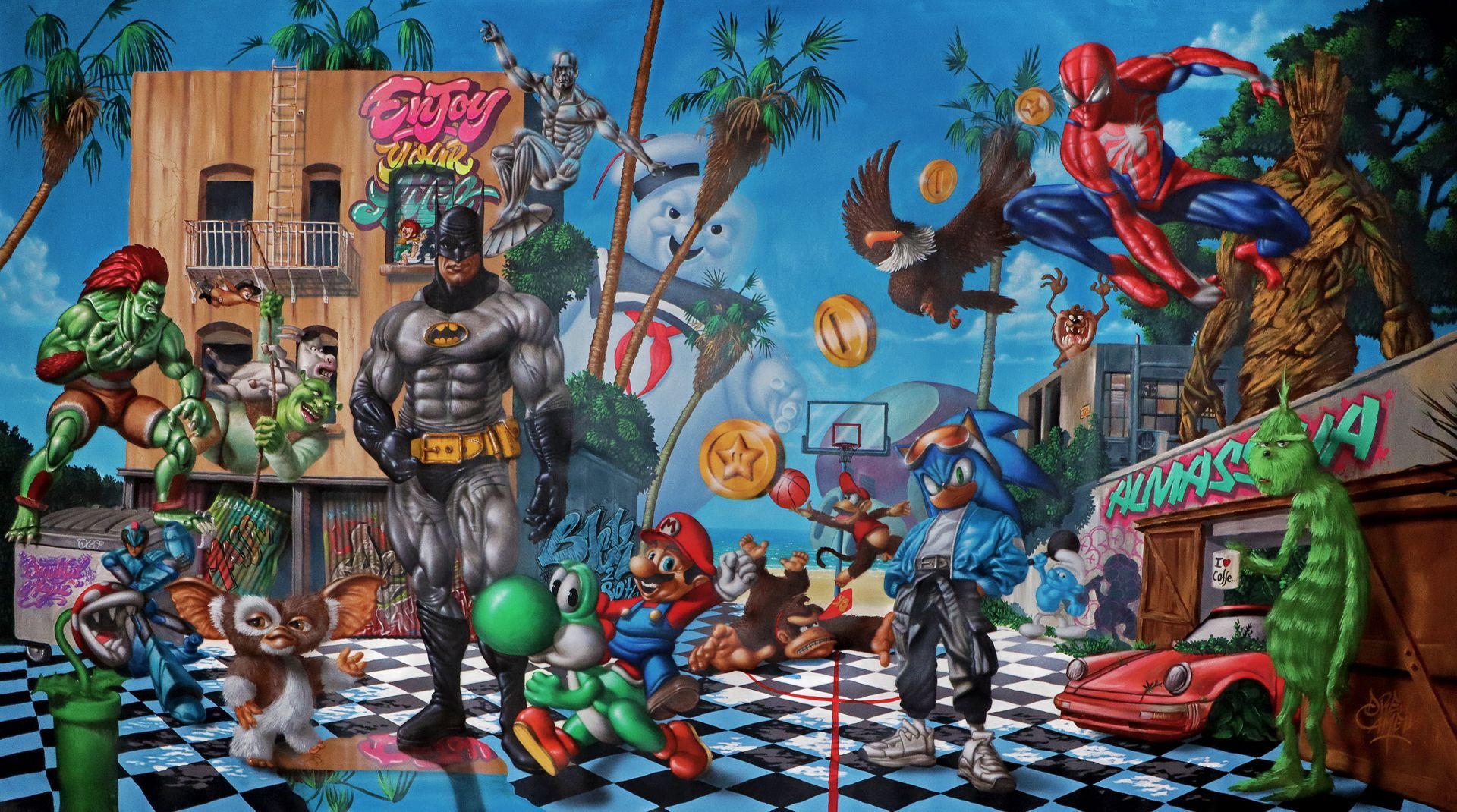 Großes Auftragsgemälde vom Frankfurter Künstler Drew Camell. Fine Art Frankfurt