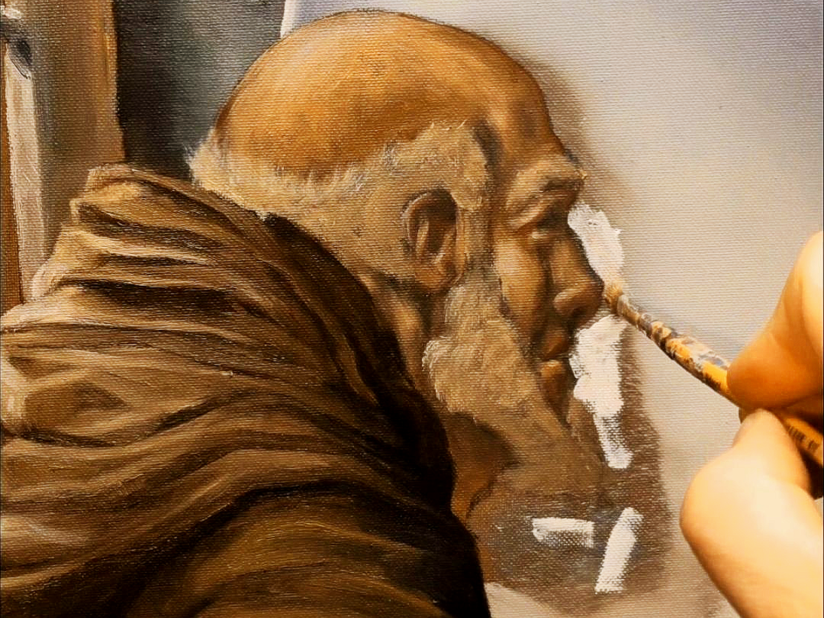 Altmeisterliche Portraitmalerei vom Frankfurter Kuenstler Drew Camell. Fine Art oelmalerei Ffm.
