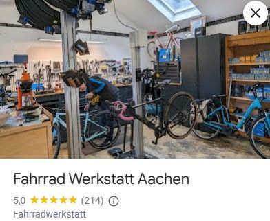 Stand: 26.10.2023 5 Sterne Top Bewertung Fahrradwerkstatt Aachen