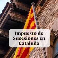 Bandera de Catalunya (Senyera) con el titulo de impuesto de sucesiones en cataluña
