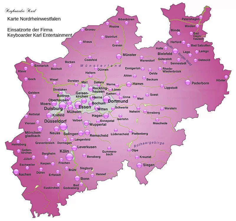 klicken Sie einfach hier unter dem Bild auf die jeweilige Stadt. Sie werden SOFORT zum Angebot für die jeweilige Stadt aus NRW weiter geleitet.