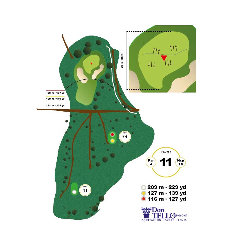 Hoyo 11 de Don Tello Club de Golf. Par 3 de 127 metros