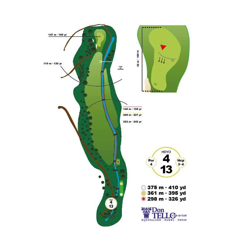 Hoyo 4 de Don Tello Club de Golf. Par 4 de 361 metros