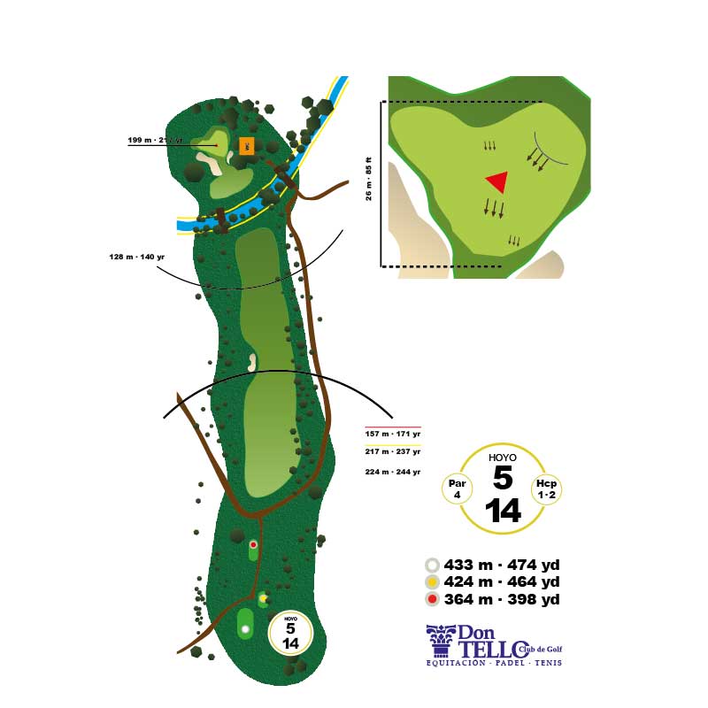 Hoyo 5 de Don Tello Club de Golf. Par 4 de 424 metros