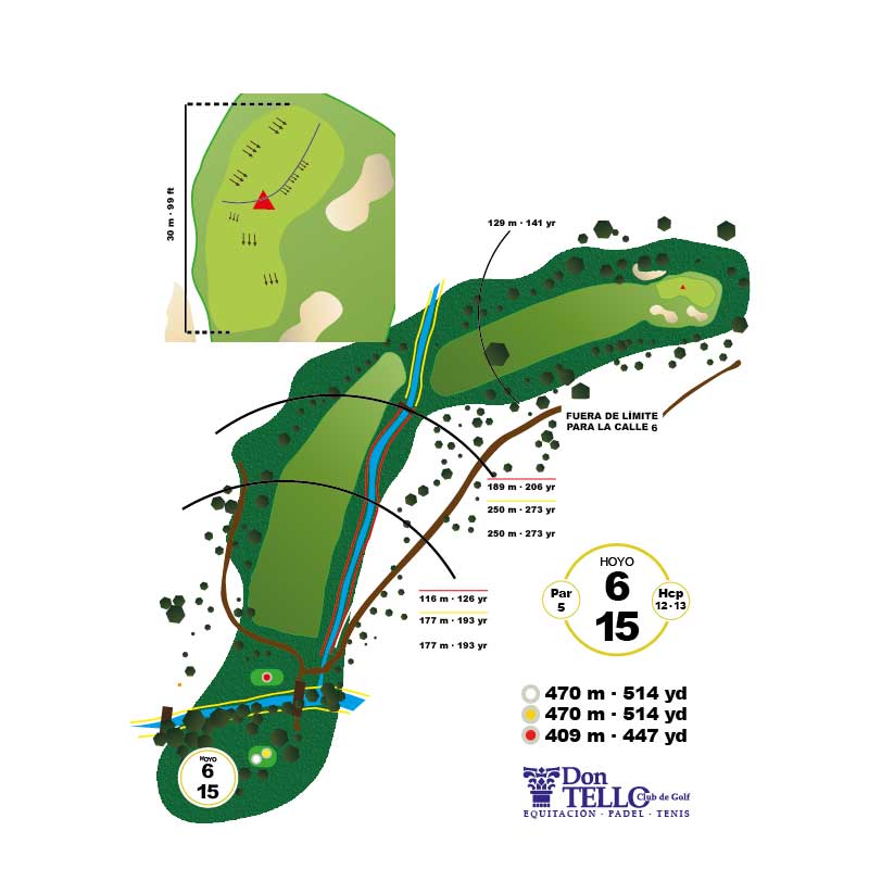 Hoyo 6 de Don Tello Club de Golf. Par 5 de 470 metros