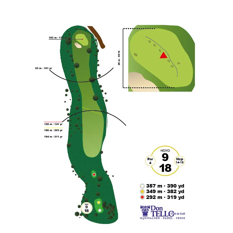 Hoyo 9 de Don Tello Club de Golf. Par 4 de 349 metros