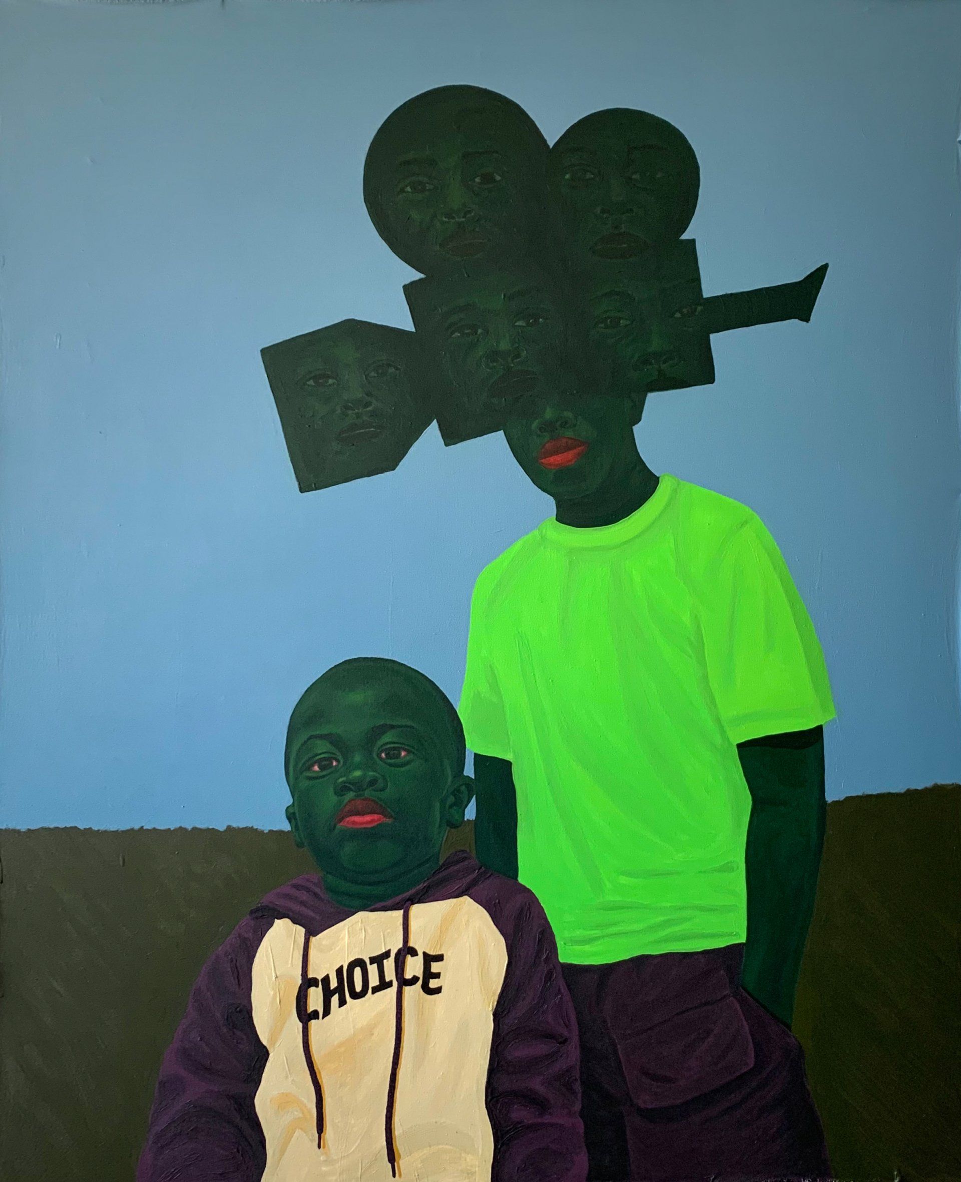 Umholi uzelwe,  Leader is born, Acrylic paint on canvas, 160  x 128 cm,  2021