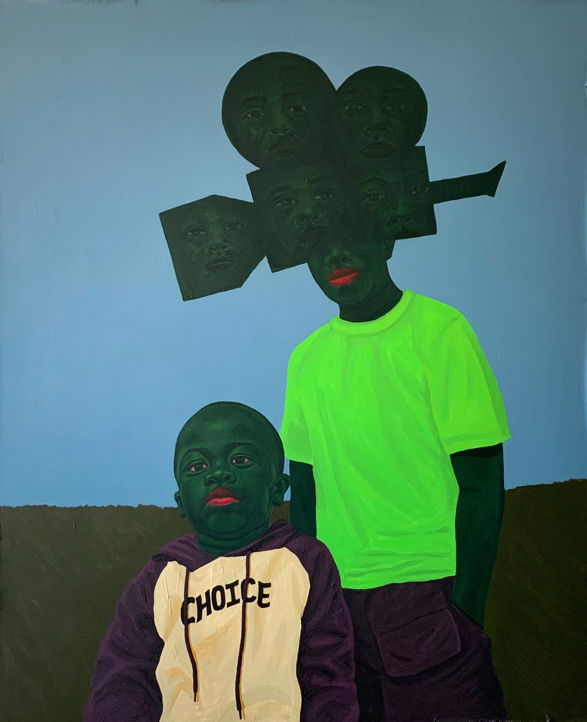 Umholi uzelwe, Leader is born, Acrylic paint on canvas, 160 x 128 cm, 2021