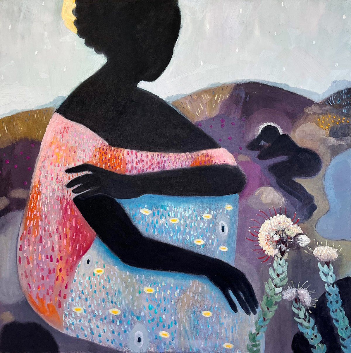 Leila Rose Fanner, Story time (at the lake), 2022, 100 x 100 cm