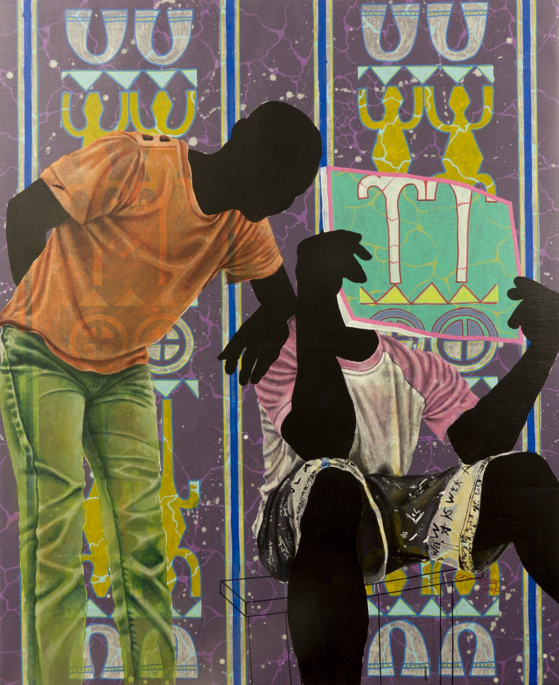 Funny@memory.cm, 2021  acrylic on canvas, 144 x 120 cm