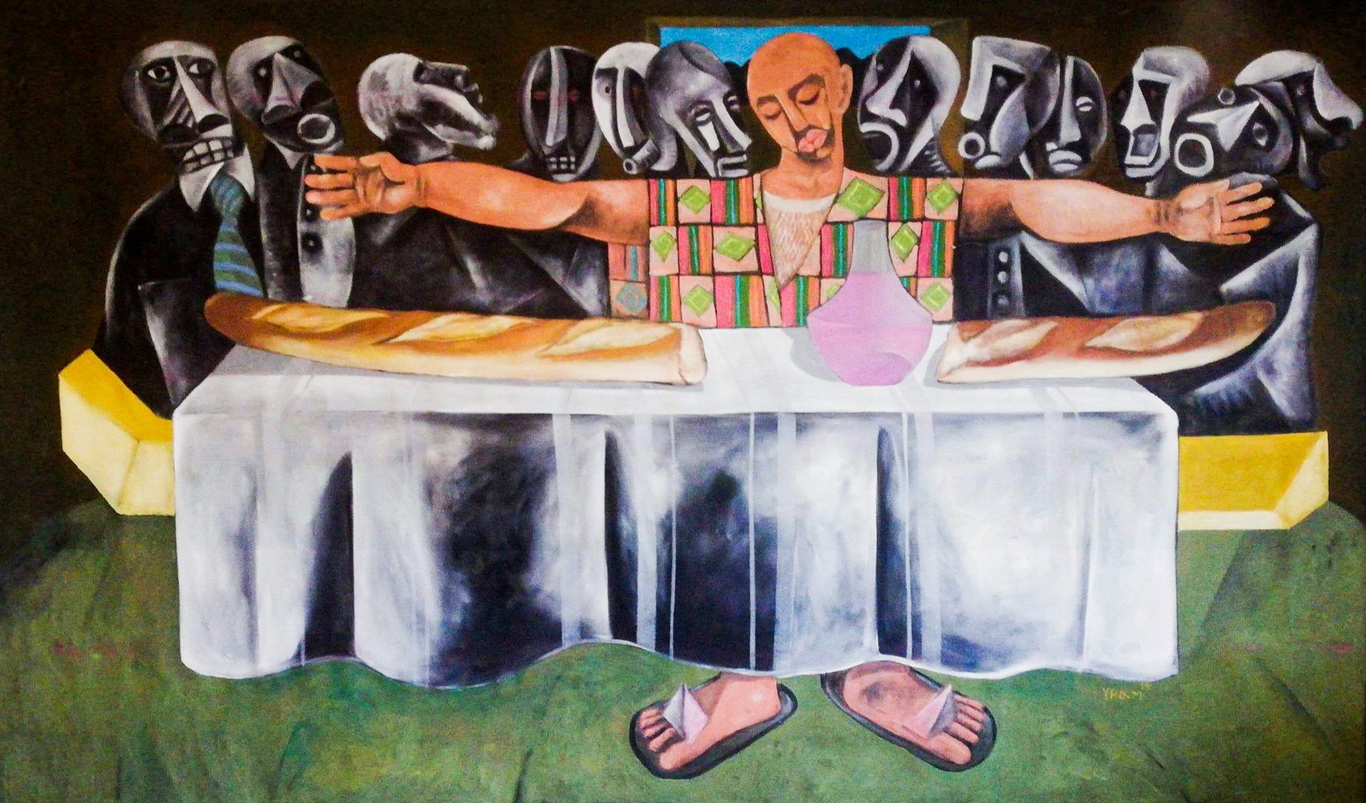 La sainte Cène, 2013 260 x 150 cm Acrylique sur toile velours