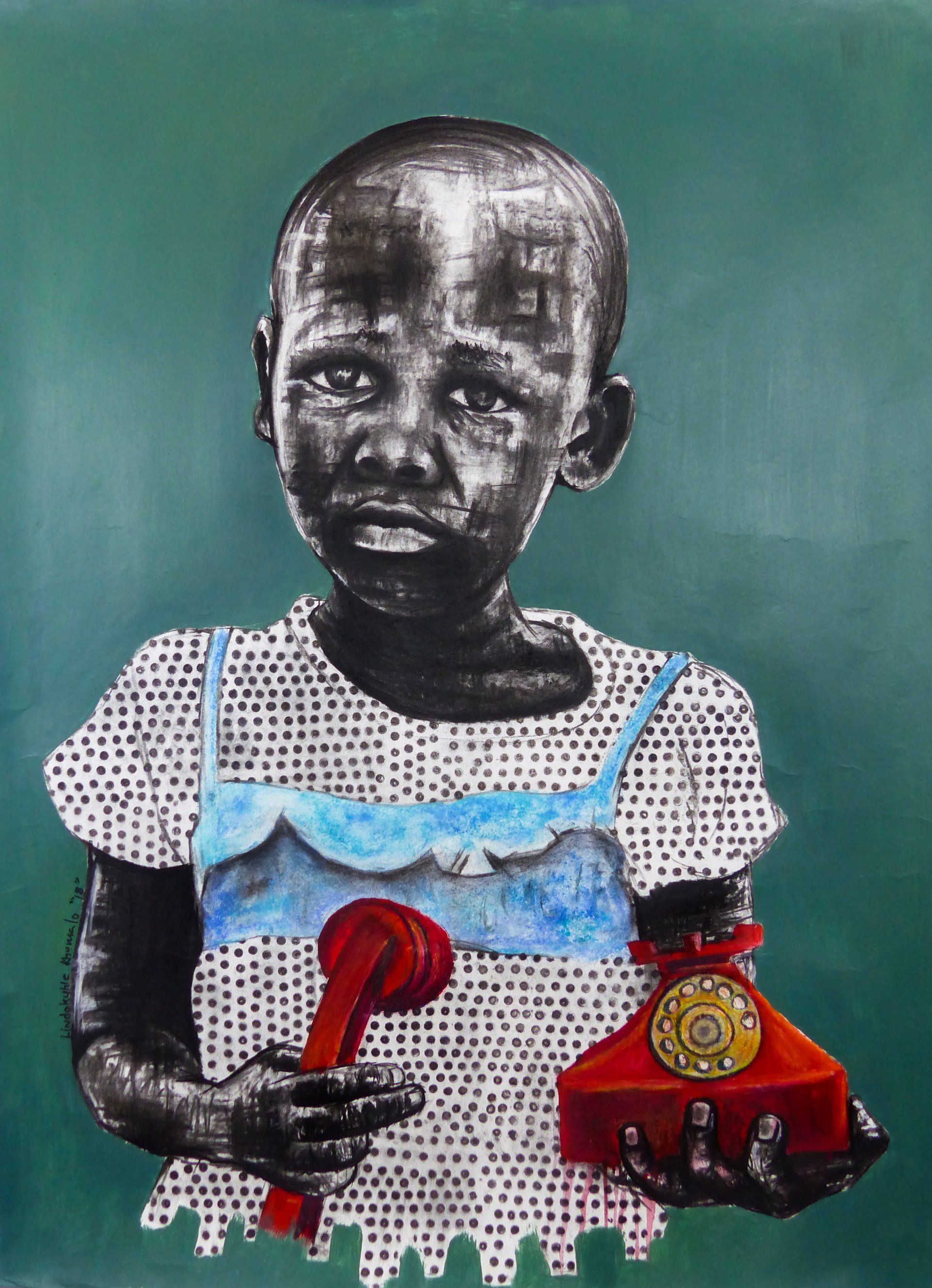 Lindokuhle Khumalo, Elihle, 2019, médias mixtes sur papier Fabriano, 100 x 75 cm