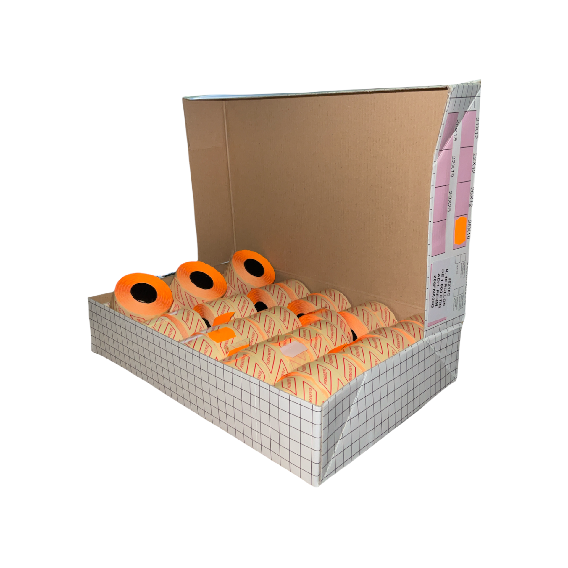 Rollos etiqueta naranja para precios, etc...