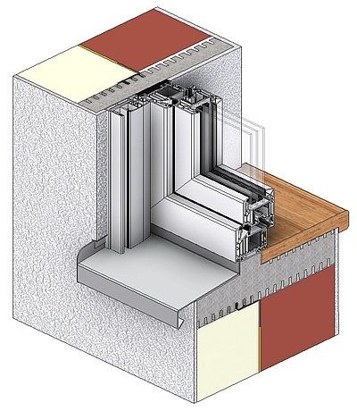 Laibungsrahmen Fenster in der Dämmung