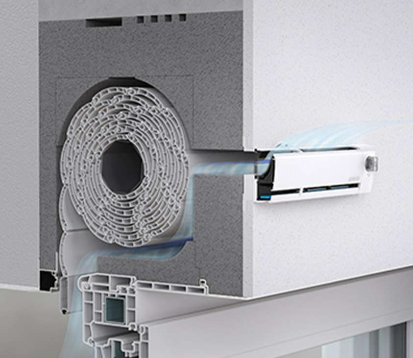 Luftkanal für Rollladen- oder Raffstorekasten Luftkanal für Rollladenkasten AERECO AKTIV-SYSTEM