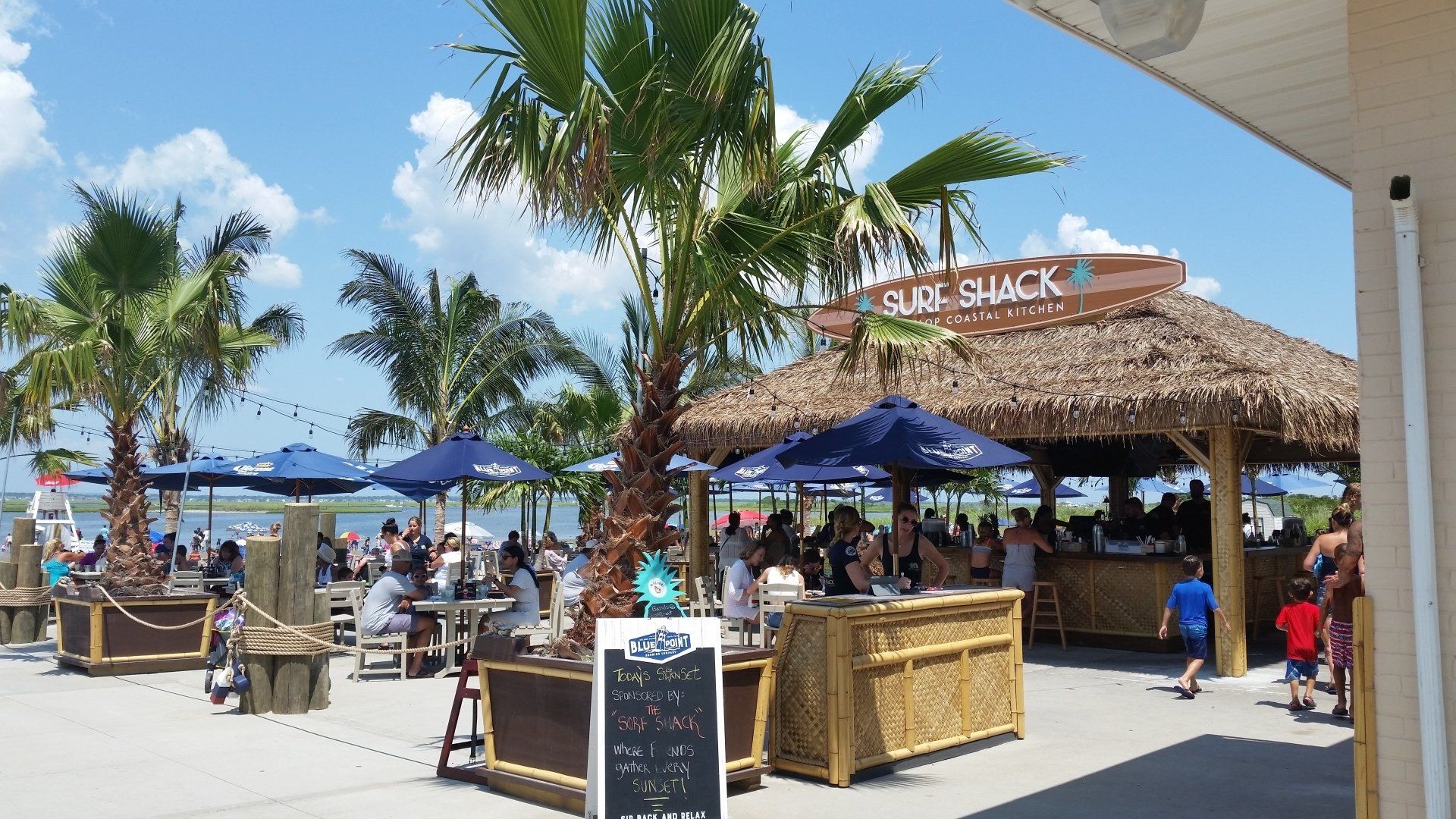Outdoor bar and grill on the beach.