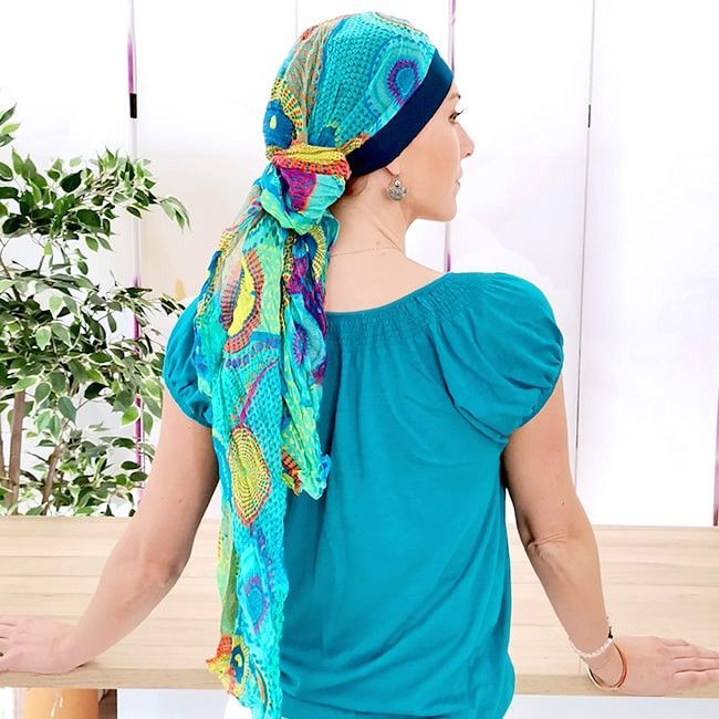 Les turbans chimio, bonnets chimio, foulards chimio