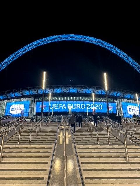Wembley Stadium at night