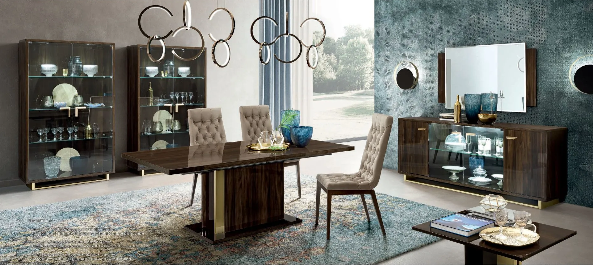 Wohnzimmer Esszimmer Volare Camel Group Farbe Nussbaum Esstisch Anrichte Stühle Ambra Stuhl Roma Liscia Capitonne