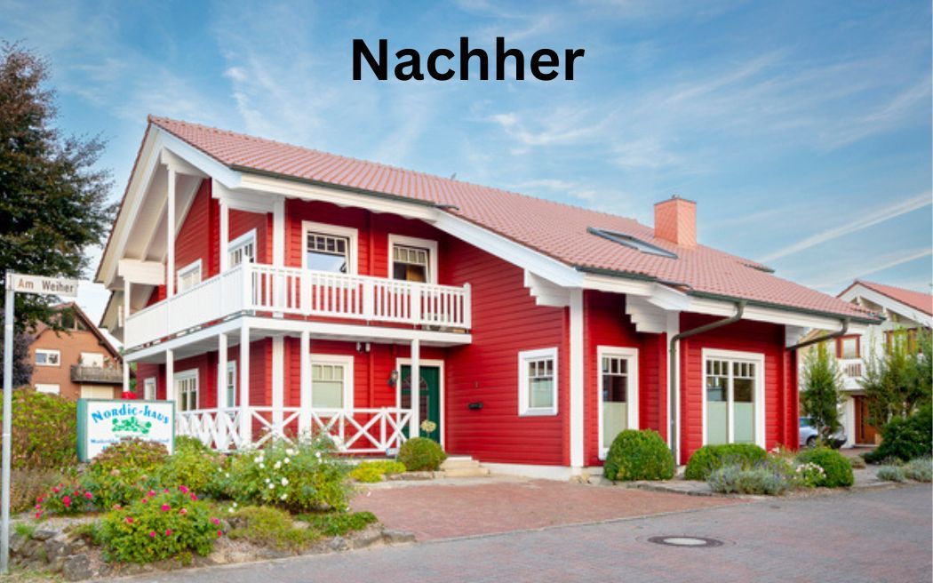 Das Holzhaus nach der Farbsanierung.