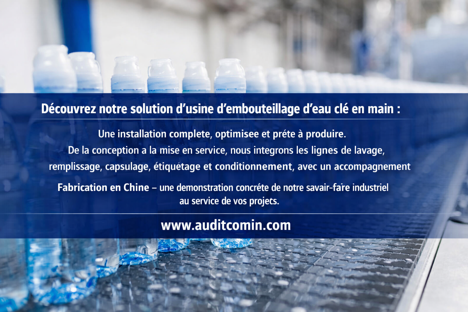 Usine d’embouteillage d’eau clé en main fabriquée en Chine, incluant lignes de lavage, remplissage, capsulage et conditionnement.