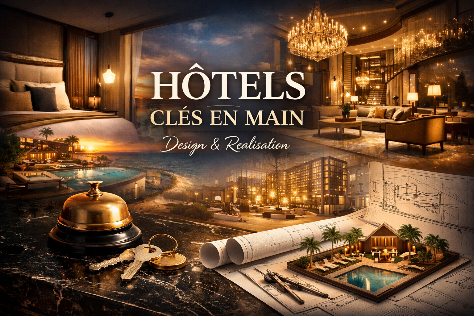 Lobby d’hôtel 5 étoiles illustrant les solutions hôtelières clés en main proposées par Auditcomin.