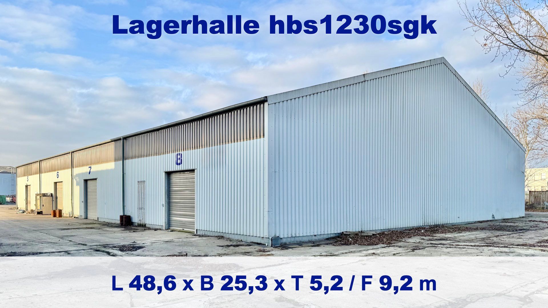 Gebrauchte HALTEC-Stahlflex-Systemhalle mit feuerverzinktem Stahltragwerk, 25 × 50 m, Satteldach 18°