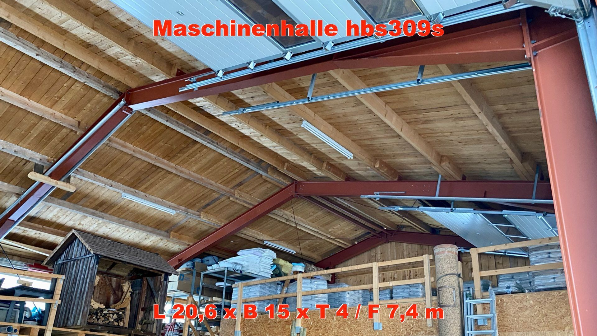 Gebrauchte Stahlhalle aus Rückbau Geräteschuppen 20 x 15 x 4,5 - 7,4 m