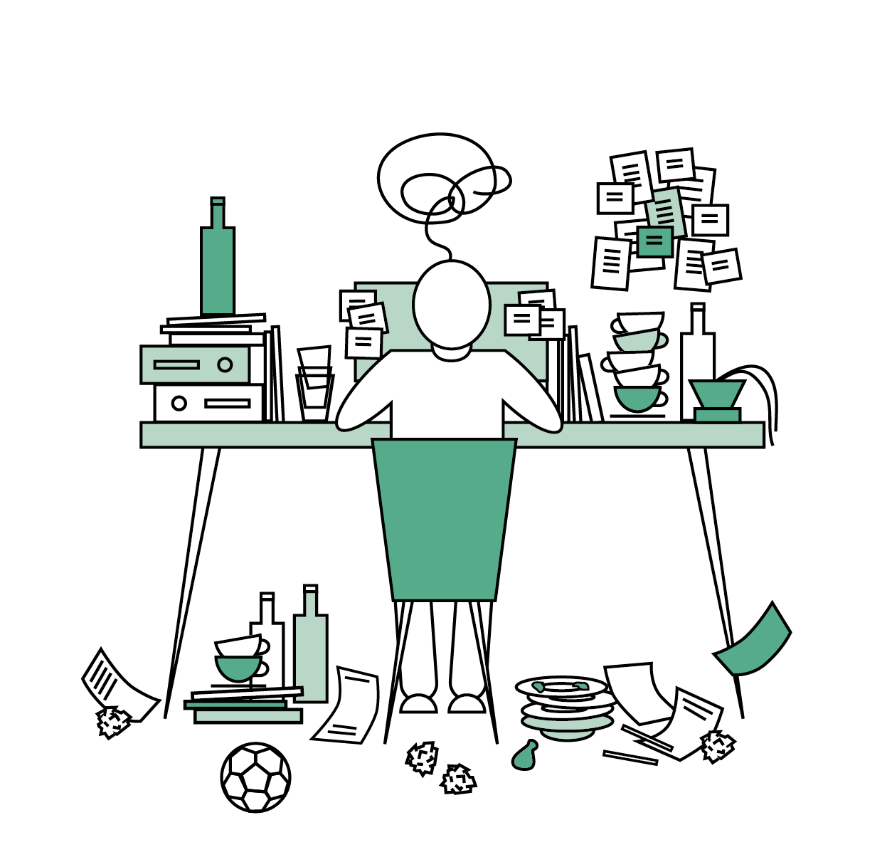 Unübersichtlicher Arbeitsplatz