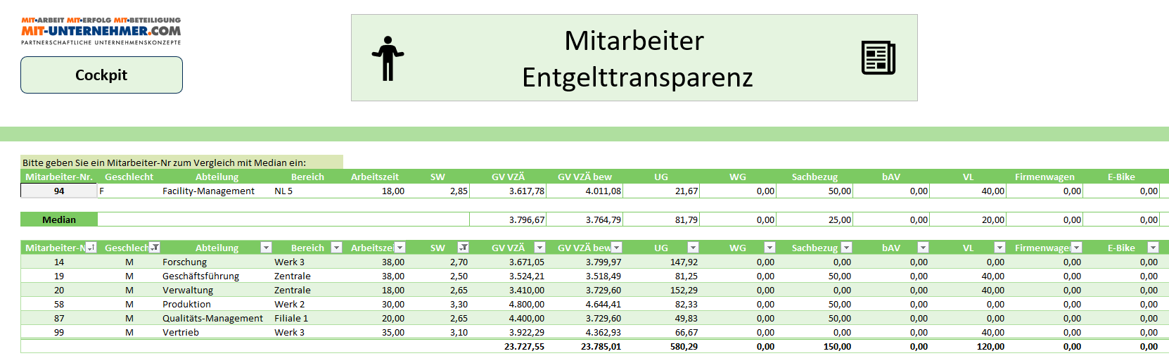 Equalpay Auswertung Analyse Berechnung Bericht Anfrage
