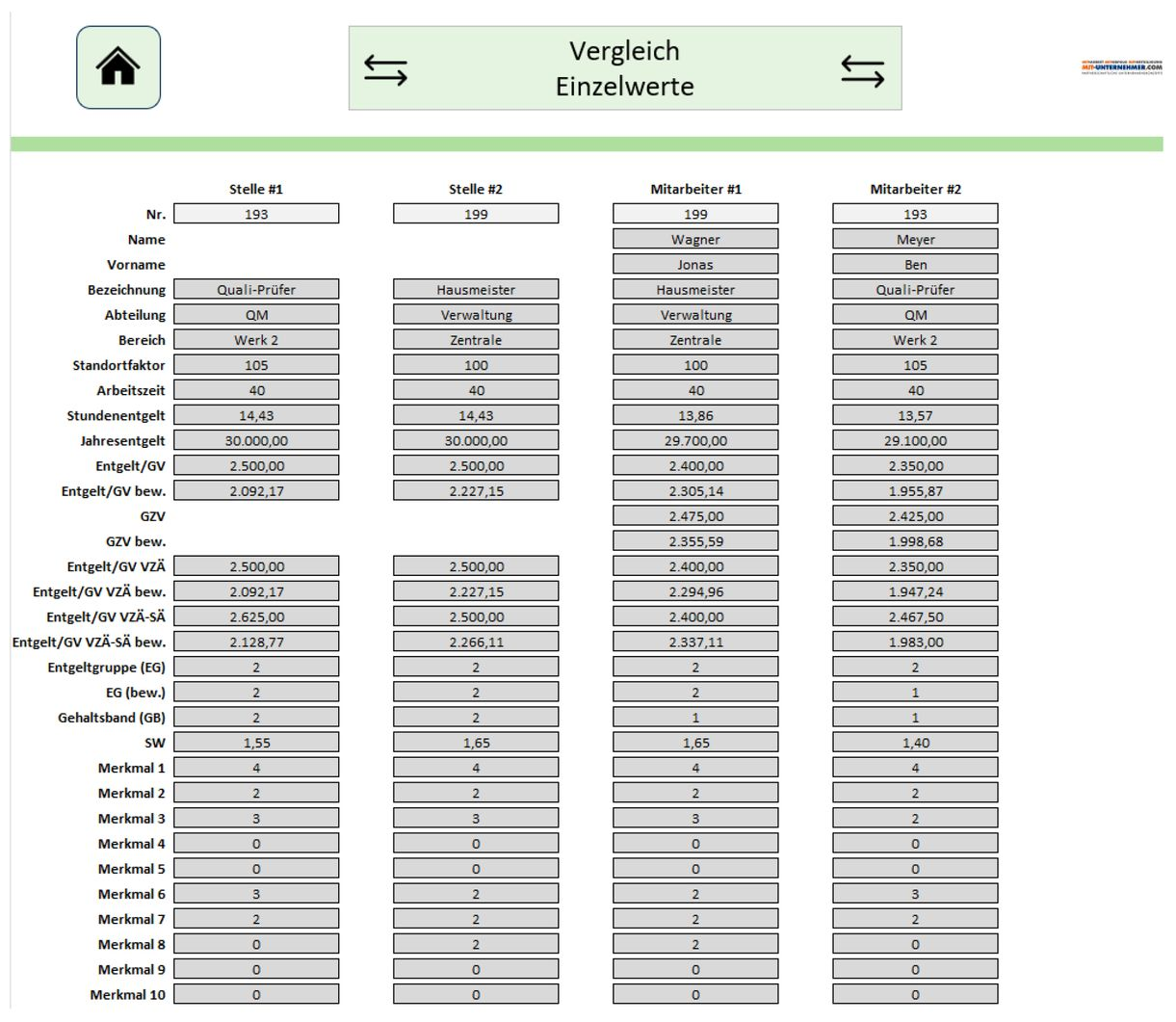 Software, Lohnvergleich, Gehaltsvergleich, Stellenbewertung, Grading