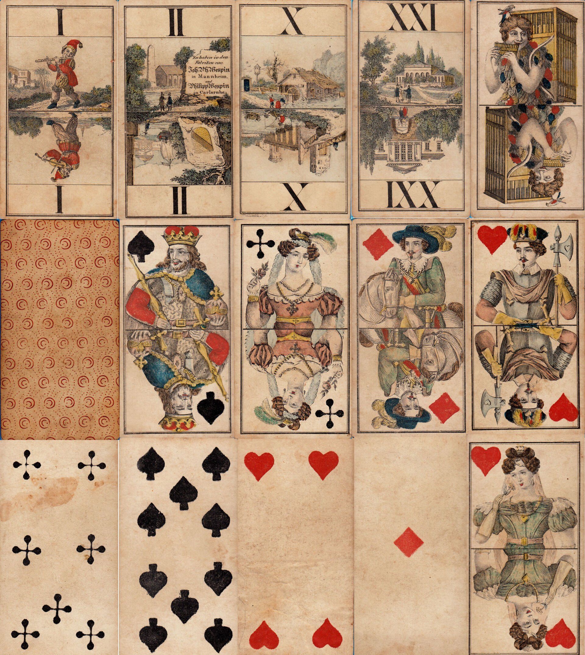 Wespin Mannheim Ansichten Cego alte Spielkarten Berufe Tarok, Tarock Tarot Zünfte