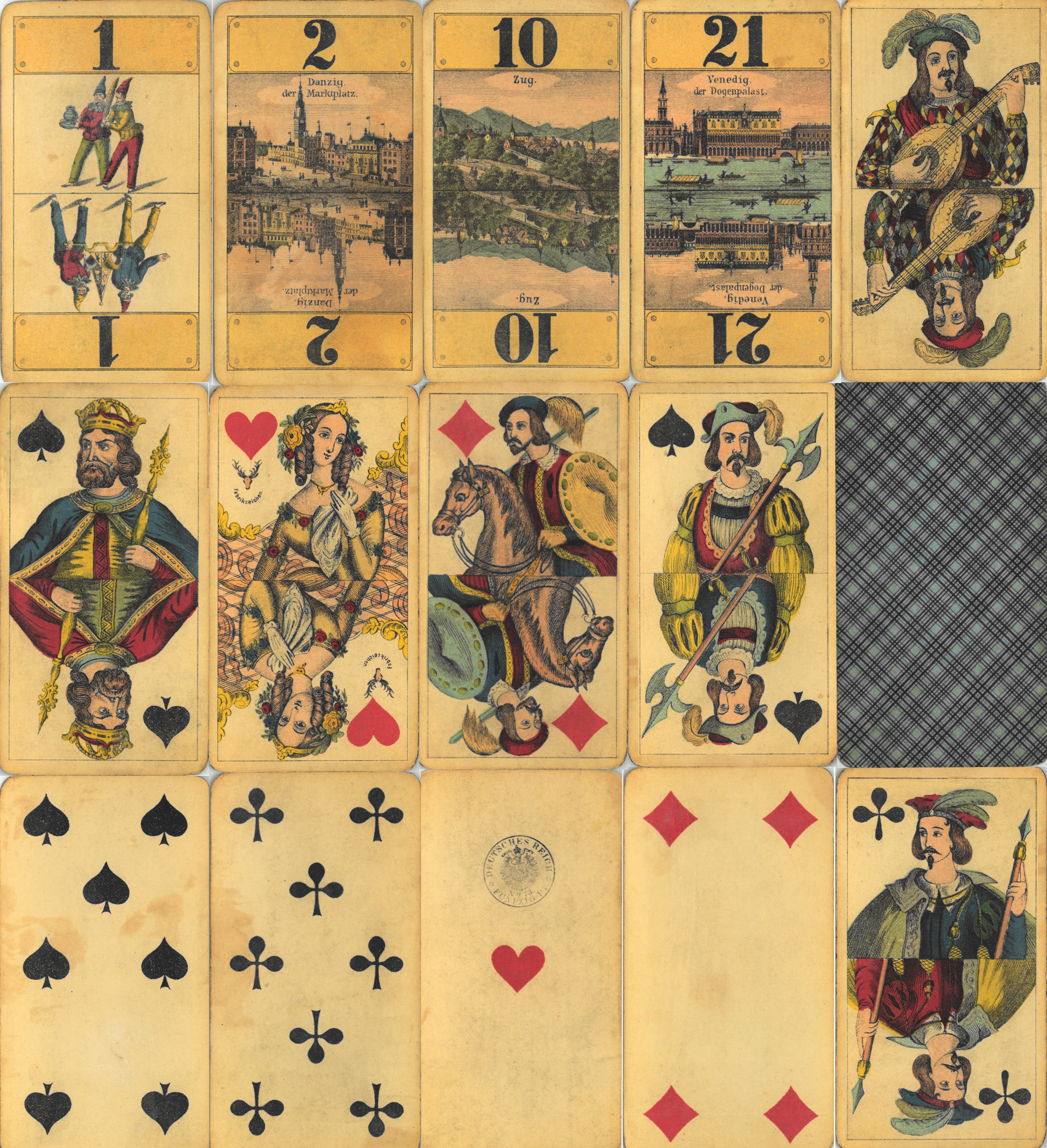 Frommann Bünte Ansichten Cego alte Spielkarten Tarok Tarock Tarot Mainzer Carneval Karneval