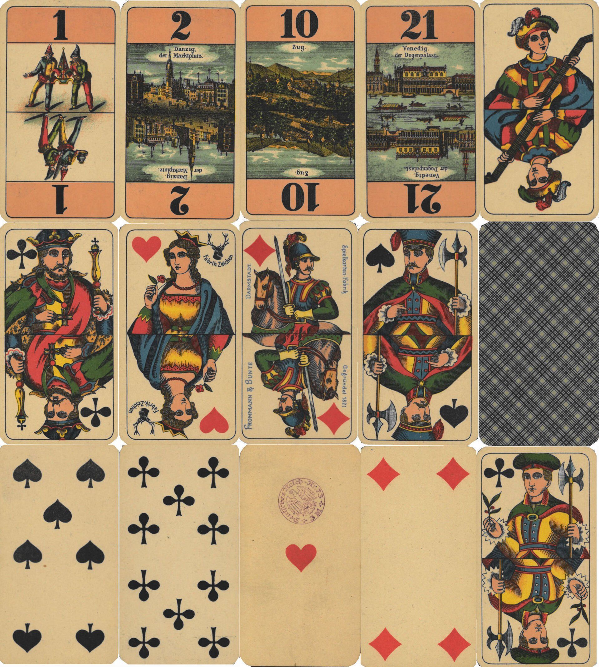 Frommann Bünte Ansichten Cego alte Spielkarten Tarok Tarock Tarot Mainzer Carneval Karneval