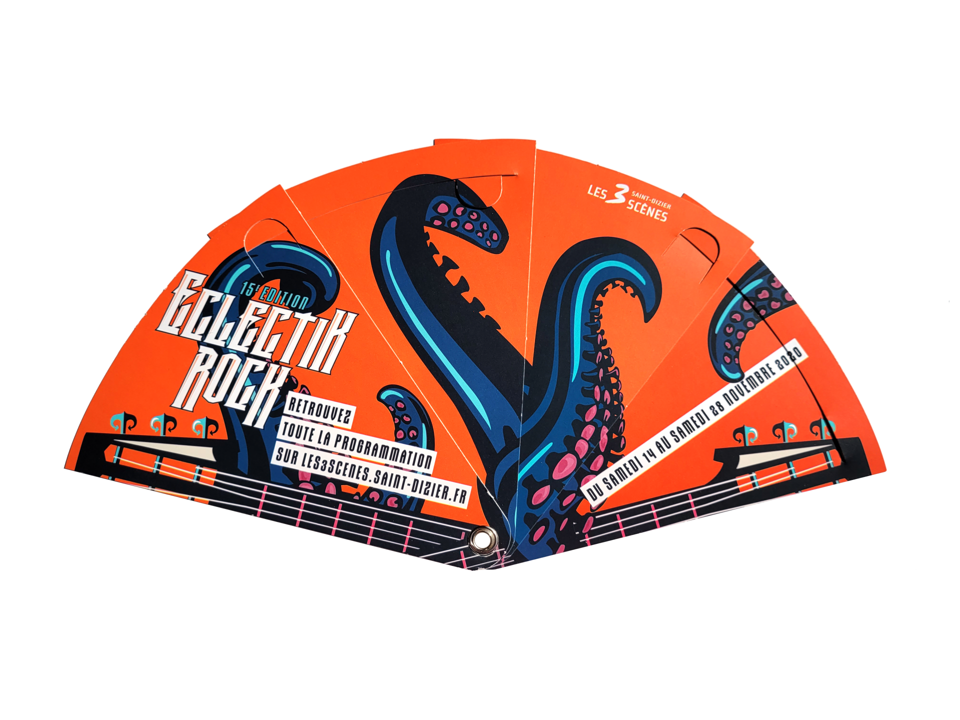 Éventail publicitaire personnalisé en carton pliable recyclable - Eclectik Rock musique