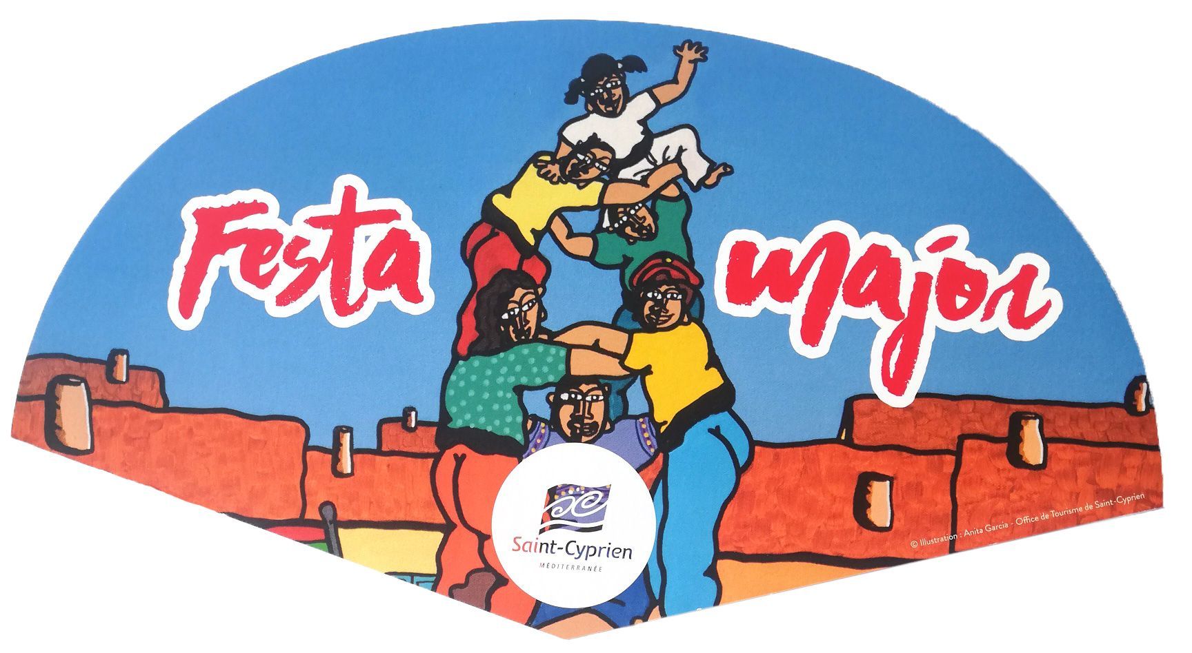 Éventail publicitaire personnalisé en carton 1 pale recyclable - Saint Cyprien