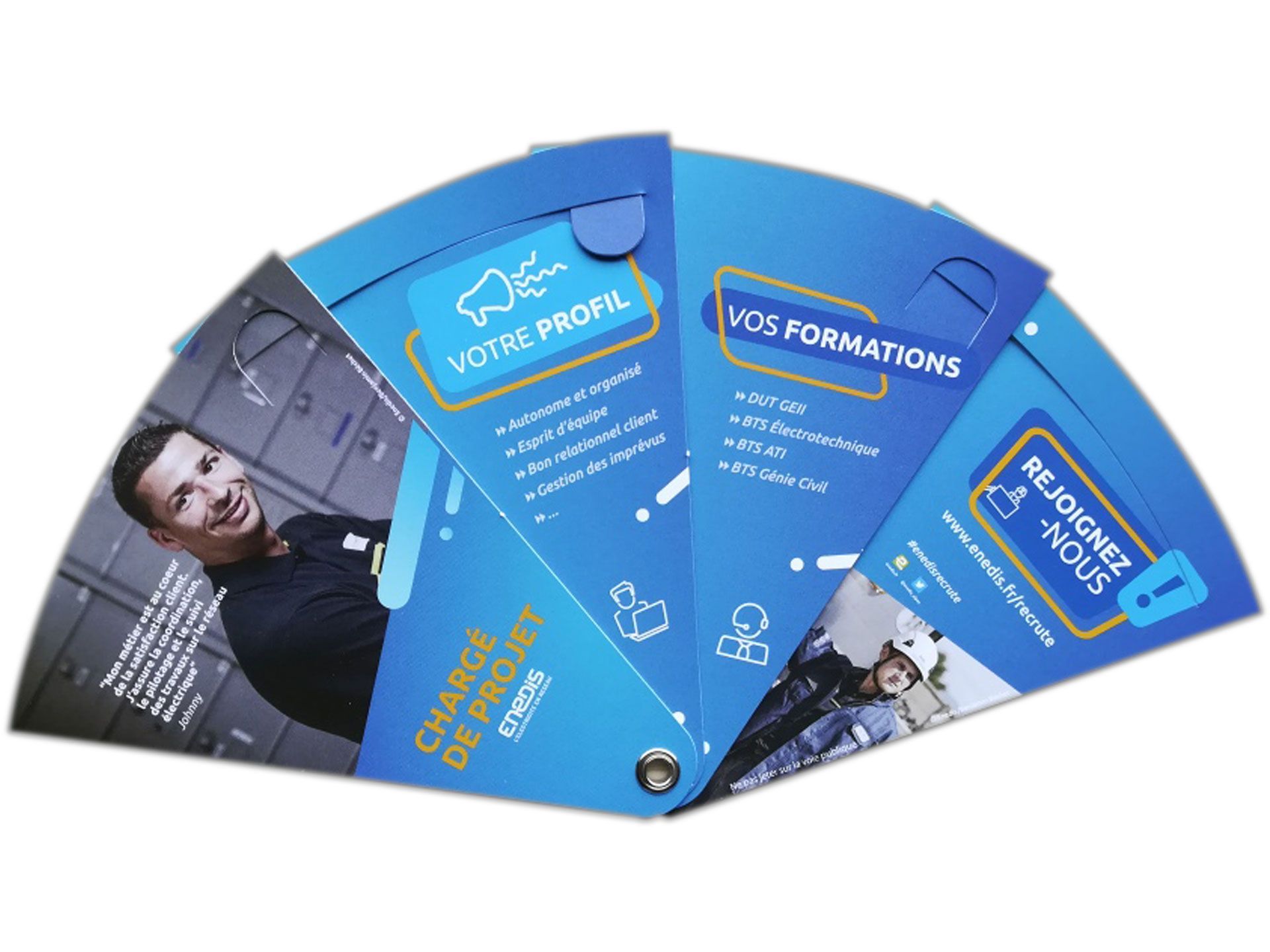 Eventail pliable personnalisable en carton recyclable Enedis