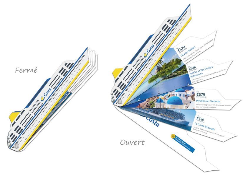 Mémo nuancier bateau Costa carton recyclable personnalisé