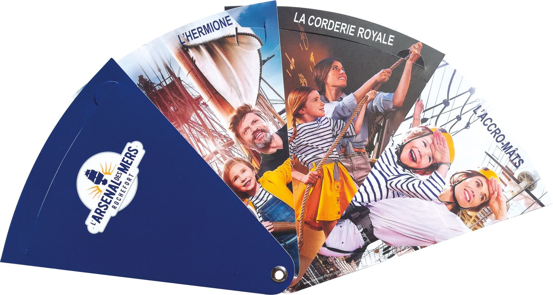 Éventail publicitaire personnalisé en carton pliable recyclable - Arsenal des mers Rochefort