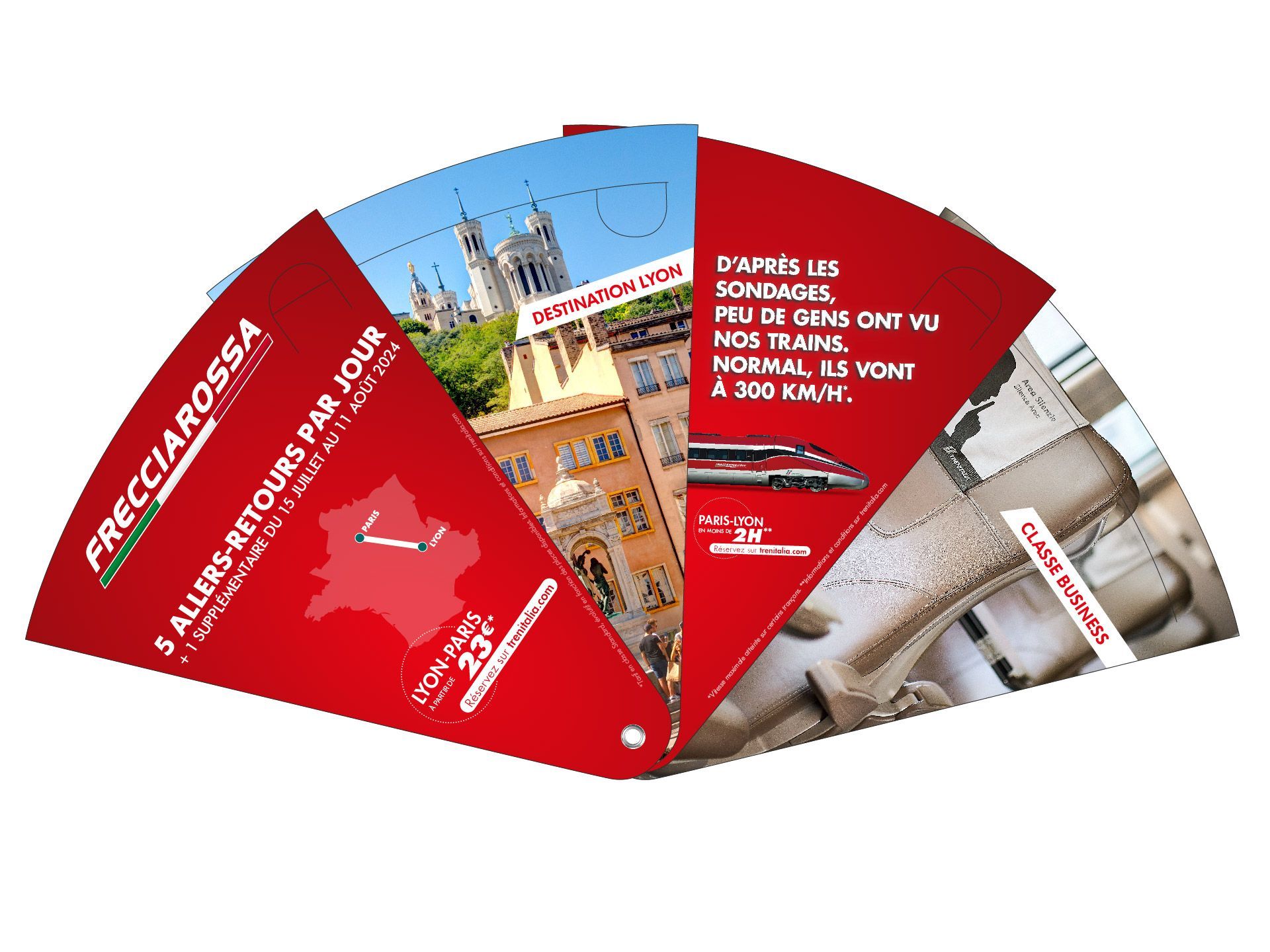 Eventail pliable personnalisable en carton Trenitalia train