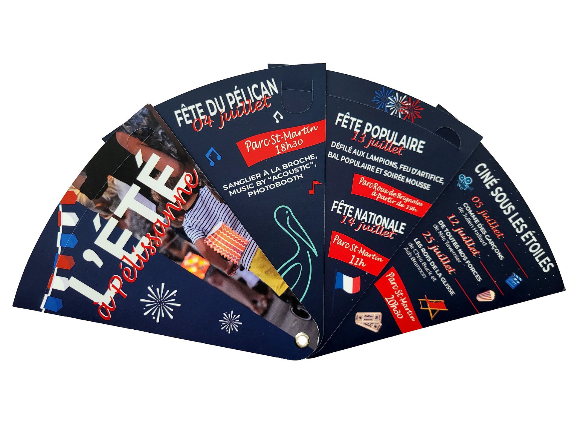 Éventail publicitaire personnalisé en carton pliable recyclable - Pélissane