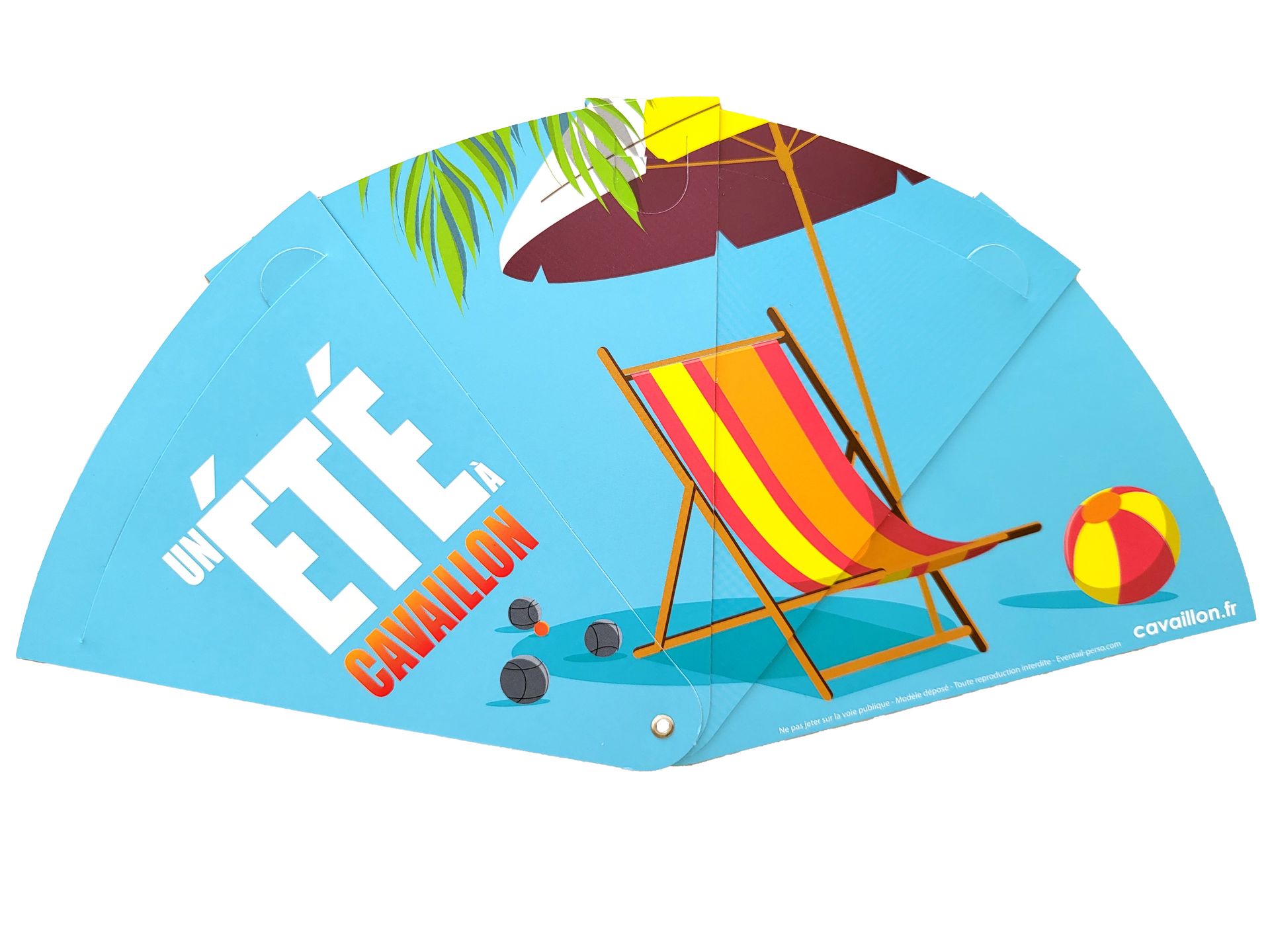 Éventail publicitaire personnalisé en carton pliable recyclable - Cavaillon